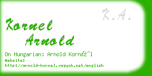 kornel arnold business card